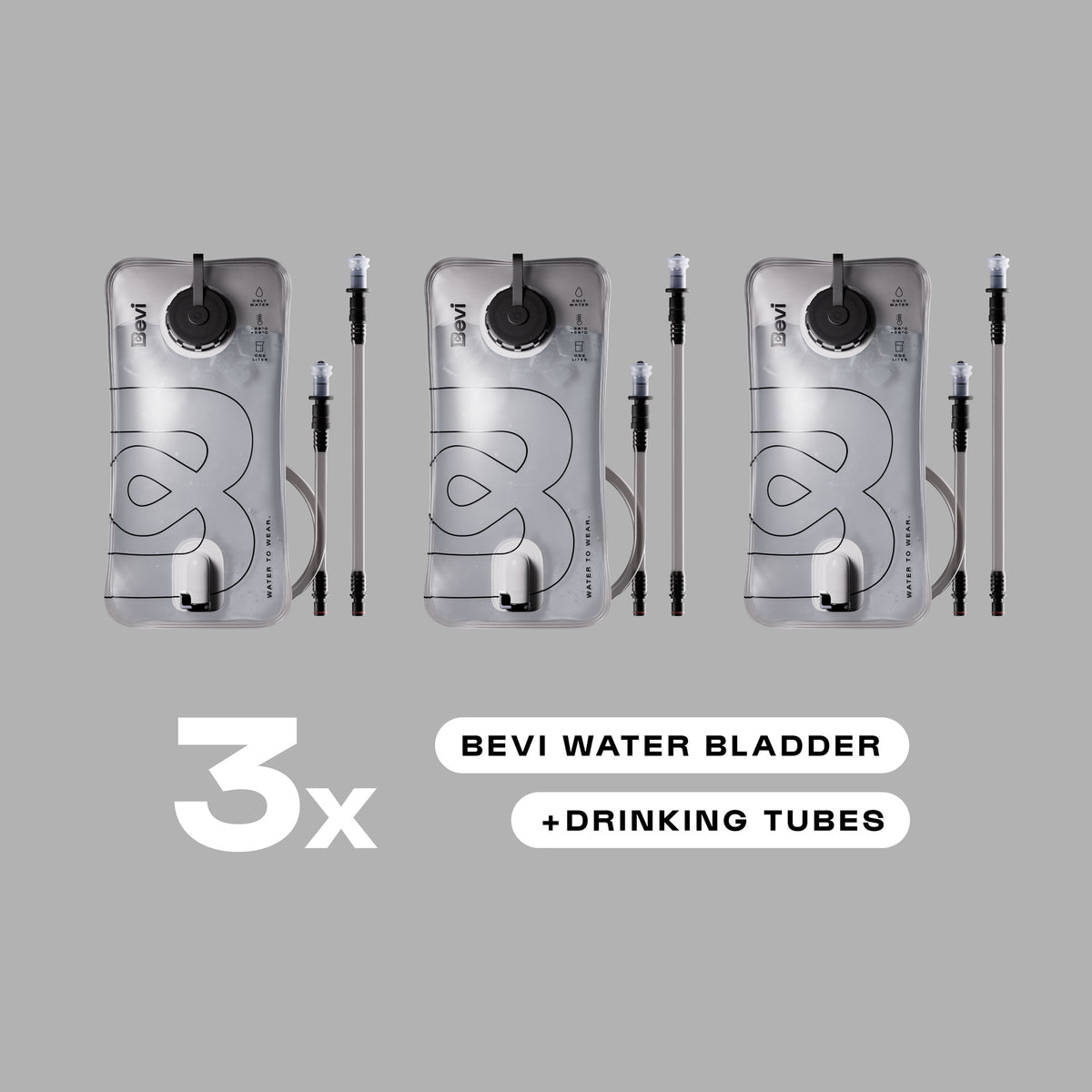 3 x Bevi Water Bladder & Drinking Tubes