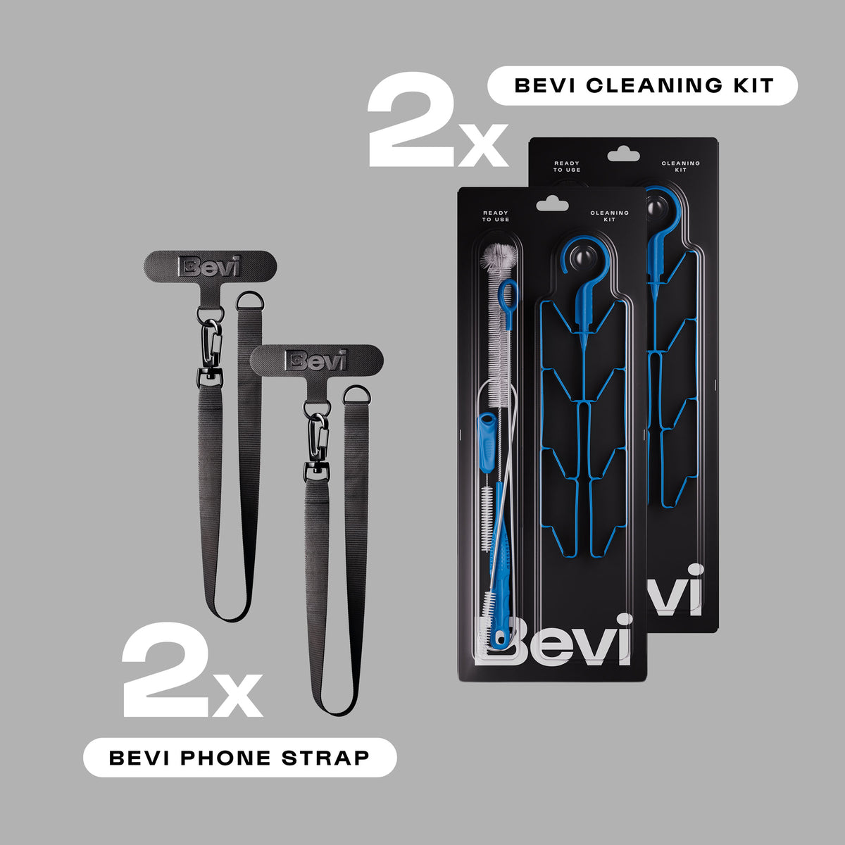 2 x Bevi Cleaning Kit & 2 x Bevi Phone Strap