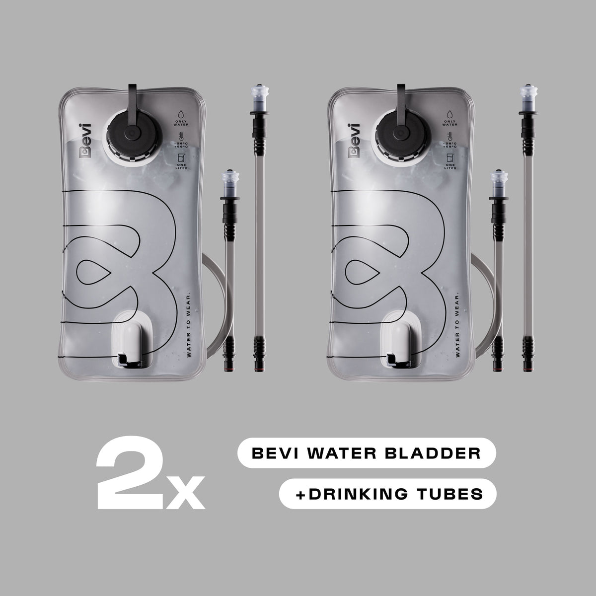 2 x Bevi Water Bladder & Drinking Tubes